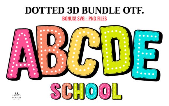 Dotted 3d Rainbow Font for Crafters and Product Creators