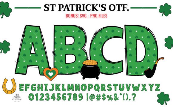St. Patrick’s Day Shamrock Dot Font for Digital Design