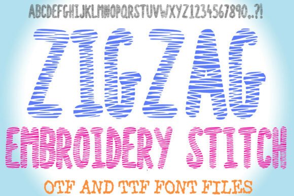 Zigzag Embroidery Stitch Font for Web Design